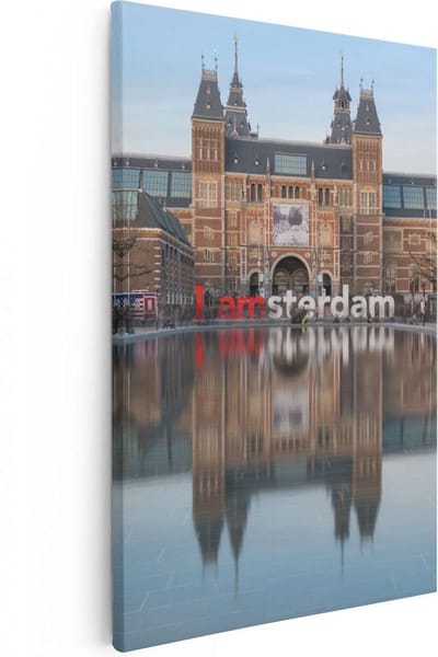 Artaza Canvas Schilderij Amsterdam - 80x120 cm - Groot - Wanddecoratie Rijksmuseum - Muurdecoratie I Amsterdam - Schilderijen Op Canvas Stad
