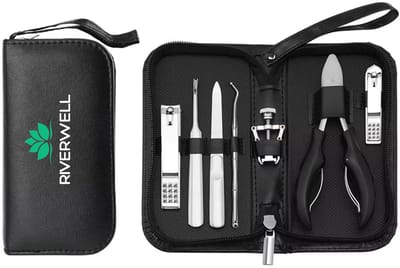 Riverwell 7 delige nagelset - Zwart - Met nageltang en vijl - Opbergetui - Manicure