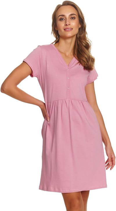 Doctor Nap Katoenen Nachthemd Borstvoeding Zwangerschap TB.5336 Blush Rose 36 / S