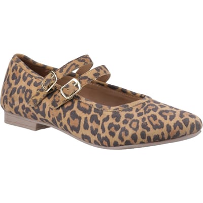 Hush Puppies Nancy Mary Jane Leren Dames Luipaard Ballerina's
