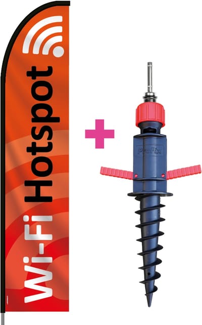 Beachflag - Wi-Fi Hotspot - Vlag + Grondboor + Rotator + Hengelsysteem + Draagtas - Actievlag.nl