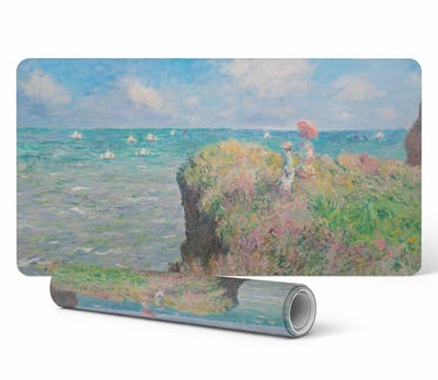 Moderne beschermende toetsenbordmat met zeegezicht en klif, 90x45 cm