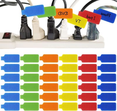 36 Stuks Zelfklevende Kabellabels, 4.5 x 2 cm Herbruikbare Labels in 6 Kleuren voor Kabels en Draden, Ideaal voor Identificatie en Organisatie van Kabels