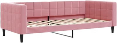 Slaapbank Fluweel - Bank Bed - Multifunctioneel Meubel - Stevig Frame - 223 x 90 cm - Roze