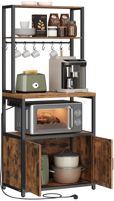 Keukenrek Staand - Opbergrek - Keuken Kast - Stelling Kast - Keuken Meubel - Met Deuren - Stopcontact - 40 x 60 x 170 cm (D x B x H)