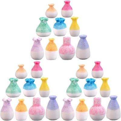 3 Sets Mini Tuin Decoratie met Vazen voor Moderne Planten - Resin Tuinaccessoires en Micro Landschap Decoratie in Blauw (9 Stuks)