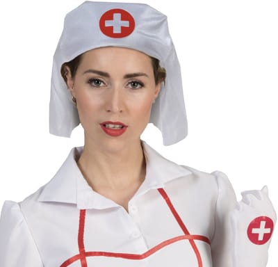 Funny Fashion Zuster/verpleegster kapje/hoedje - wit - rood kruis - carnaval verkleed accessoire