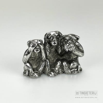 Apen - Horen/Zien/Zwijgen - miniatuur aap - wijsheid - Symbolisch Decoratie Sculptuur - grappig cadeau - uniek en handgemaakt