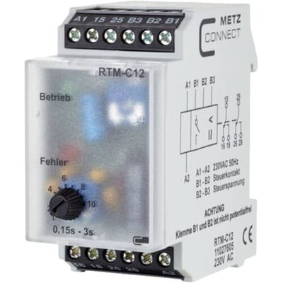 Metz Connect 11027605 RTM-C12 Tijdrelais Multifunctioneel 230 V/AC 1 stuk(s) Tijdsduur: 0.15 - 3 s 2x wisselcontact Piece