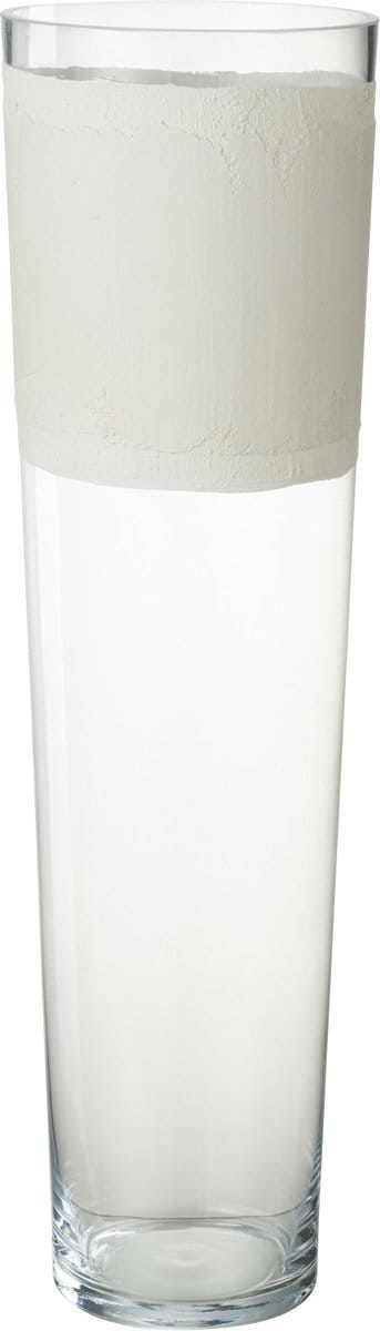 J-Line vaas Delph - glas - transparant/wit - large - 60 cm hoog