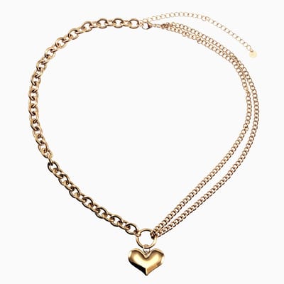 Dottilove Ketting Dames - 14k Geel Goud Plated RVS - Schakelsketting met Hart - Verstelbaar