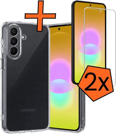 Hoes - Met 2x Screenprotector - Geschikt voor Samsung Galaxy A27 - Sterk & Shockproof - Back Cover - Siliconen Case - Telefoon Hoes - Transparant
