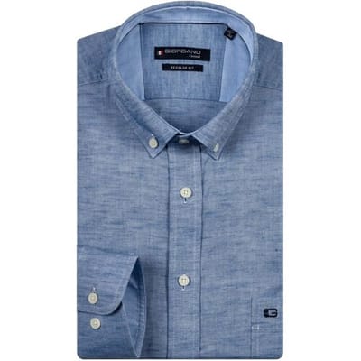 Giordano Overhemd Ivy Uni Color Button Down Denim Blue / male