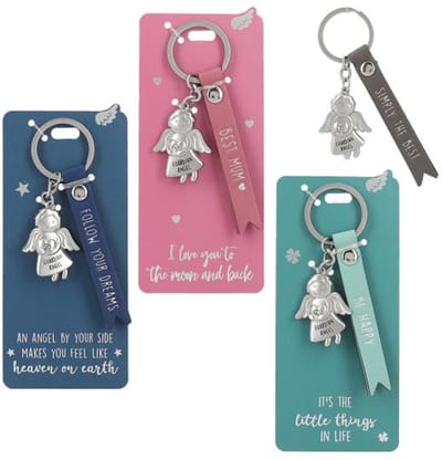 Depesche beschermengel sleutelhanger met leren band - sleutelhanger.