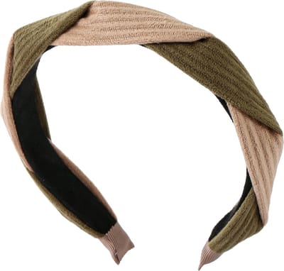 Emilie collection - haarband - olijfgroen - beige - corduroy - ribfluweel