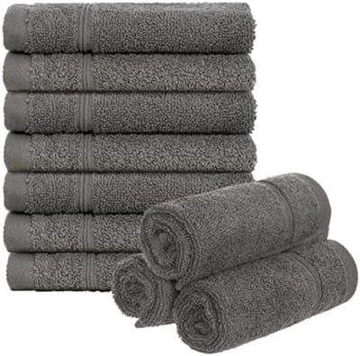 PromoHome Set van 10 badstof washandjes, extra absorberend met ophanglus, 30x30 cm