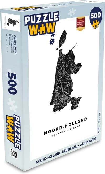 Puzzel Noord-Holland - Nederland - Wegenkaart - Legpuzzel - Puzzel 500 stukjes