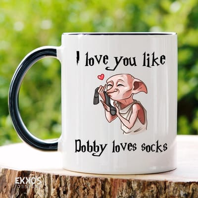 Ekkos Harry Potter Dobby Mok - Grappige Tekst - Cadeau voor Man / Vrouw - Wit Keramiek - 325ml - Verjaardag / Valentijn Cadeautje