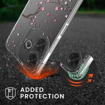 kwmobile telefoonhoesje geschikt voor Xiaomi Redmi 13 - Hoesje met telefoonkoord - Back cover voor smartphone - Case in poederroze / donkerbruin / transparant