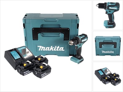 Makita DDF485RTJ3 18v Boor- en schroefmachine brushless 5,0 Ah accu (2 st), snellader, Mbox + 3e accu