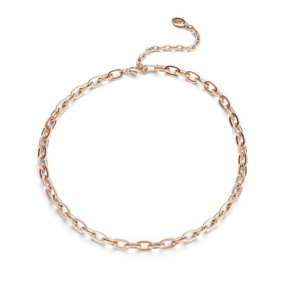 CO88 8CN-26207 Stalen Schakel Ketting - Charms Collection - Dames - Ovalen Schakels - 40 + 7 cm - Rosé Goudkleurig