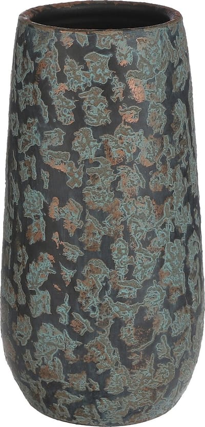 Mica Decorations Bloemenvaas Clemente - 35 x 17 cm - groen/koper - keramiek - vaas