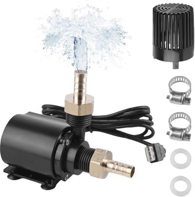 Male Thread Water Pump - Submersible Pump - 500 l/h - 4 W - Mini Water Pump - Small Fountain Pump met 1.5 m Kabel - 2 Messing Mondstukken - Filterpomp voor Aquarium