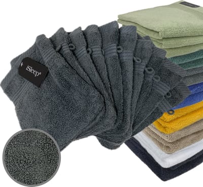 iSleep Terry Washandje - 10 Stuks - 16x22 cm - Antraciet