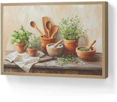 Wandlamp 60x40 cm - Oplaadbaar - Potten - Kruiden - Hout - Wandlampen binnen woonkamer - Slaapkamer lamp - Decoratieve nachtlamp - Vloerlamp draadloos