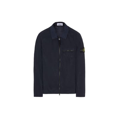 Stone Island Série Nylon Métallique Couleur Unie Col Polo Poche Unique Logo Manches Longues Veste Homme Veste Bleue 801511219-V0020 XXXL black