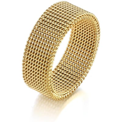Roestvrij Staal Raster Ring Eenvoudige Unisex Sieraden voor Feesten Valentijnsdag Maat 6-13 Beschikbaar 6 beige