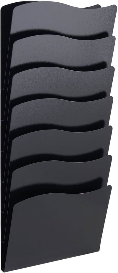 Zwarte Brochurehouder / Wandfolderhouder - Wand 7 x A4