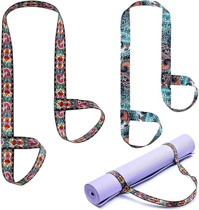 Yoga accessoires -Yogamat riem -Twee verstelbare yogamatriemen - geschikt voor yoga - pilates - aerobics - workouts - buitenactiviteiten en fitnessmatten