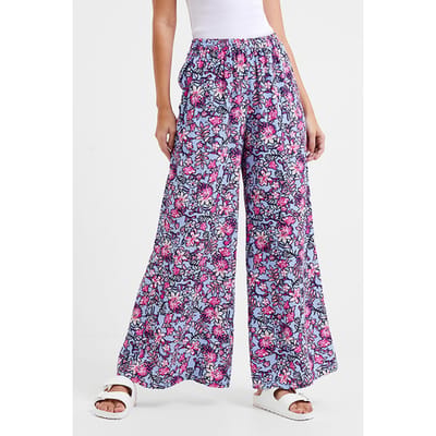 French Connection Fotini Delphine Trouser Blue Maat: 8 | Wijde Broeken Outlet | Dames | Blauw