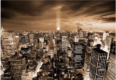 Fotobehangkoning - Behang - Vliesbehang - Fotobehang New York in de Nacht - Nowy Jork: night - 150 x 105 cm