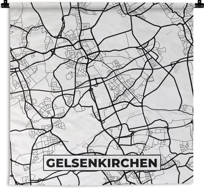 Wandkleed - Wanddoek - Kaart - Gelsenkirchen - Plattegrond - Stadskaart - 180x180 cm - Wandtapijt