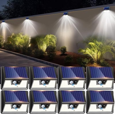 8 Solar LED Spotlights met Bewegingssensor - 3 Modi, Waterdicht Tuinverlichting voor Tuin, Oprit, Patio en Garage