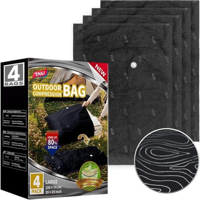 SnelShoppen - TAILI Vacuum Outdoor Storage Bags 4 Pack Jumbo 100 x 74 cm - Waterdichte, Draagbare Compressiezakken voor Kleding, Beddengoed en Camping