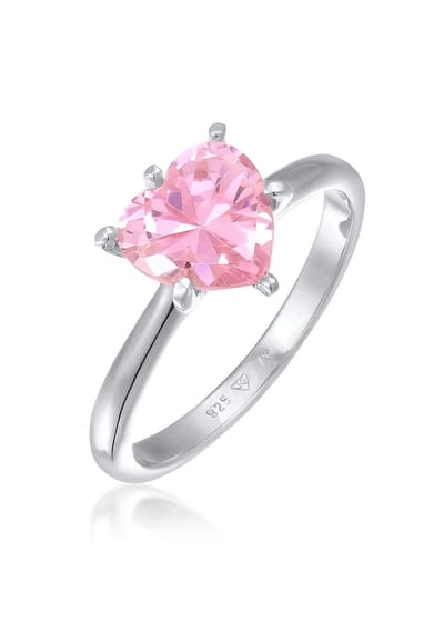 Elli - Ring - Dames Hart Eenzaam Verloving Liefde met Zirkonia Kristal in 925 Sterling Zilver - Dames