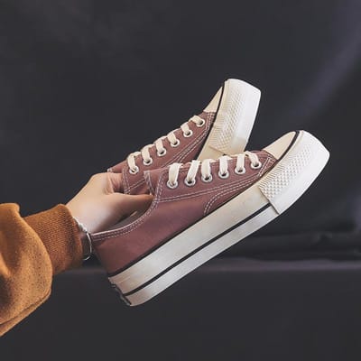 Chaussures en toile à plateforme de printemps pour femmes, nouvelles chaussures de planche décontractées polyvalentes de printemps, chaussures en tissu, petites chaussures noires, baskets 35 brown