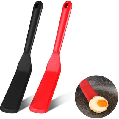 spatel, hittebestendig voor anti-aanbak, eispatel, flipper omelet, kookgerei spatels voor keuken keuken gebruik voor koken offset (zwart, rood)