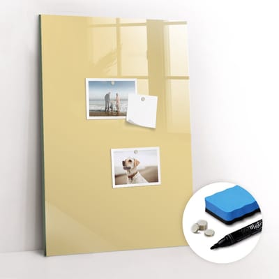 Tulup Whitebord - Crèmekleur Magneetbord - 40 cm x 60 cm - Magnetic Board - Decoratief Magnetisch Bord - Memobord Keuken - Inspiratiebord Kantoor - Inclusief Gratis Magneten & Marker & Spons - Magneetbord Keuken - Magnetisch Wandbord