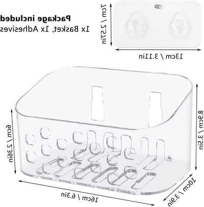 Zelfklevend doucheplankje zonder boren met haken voor badkamer, keuken en douche, transparant en ruimtebesparend