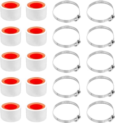 Set van 10 RVS Klemmen met 10 Stuk Lijmtape - Verstelbare Slangklemmen en Buizenaccessoires voor Diverse Toepassingen
