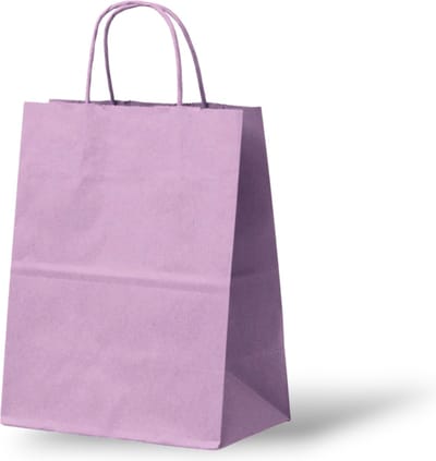 Papieren Draagtas (S) - 50 Stuks - Licht Roze/Roze/Kraft - 18x8x24 cm - Papieren Tasjes - Kraft Tas - Tassen - Cadeau Tas - Hoogwaardig Natron Kraft Papier - Eco-vriendelijk - Ideaal voor Geschenken