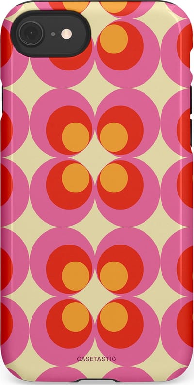Casetastic hoesje geschikt voor Apple iPhone SE / Apple iPhone 7 / Apple iPhone 8 - Dubbellaagse bescherming - Circle boogie - Fashion Case - Roze Rood Zand Okergeel