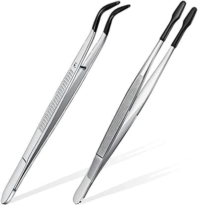 Pincetten Set - Platte Klemmen - Hobby Werk - Gecoate Punten - 2 Stuks - Zwart