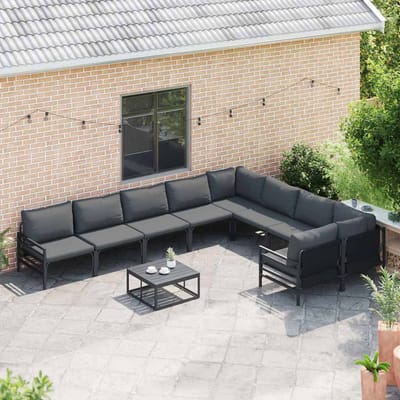 vidaXL - Tuinbank - Set - 10 - st - Zwart - Staal