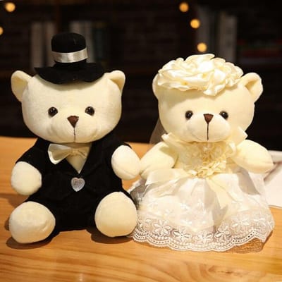 Schattige koppels bruiloft beren pluchen speelgoed kawaii lieverd teddybeer poppen gevulde zachte speelgoed geliefden meisjes verjaardagscadeaus 25cm