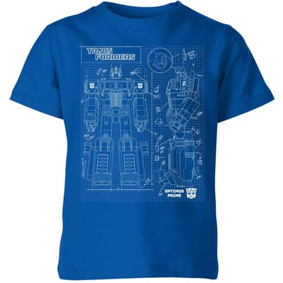 Transformers Optimus Prime Schematic Kids' T-Shirt - Royal Blue - 122/128 (7-8 jaar)